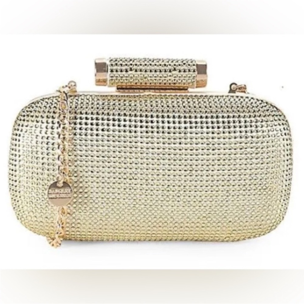 Badgley Mischka Gold Crystal Convertible Clutch NWT Rare Evening Bag